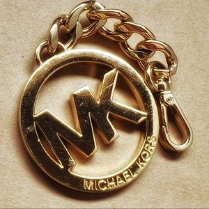 Michael Kors MK Round Logo Purse Gold  Charm on Chain with Clasp